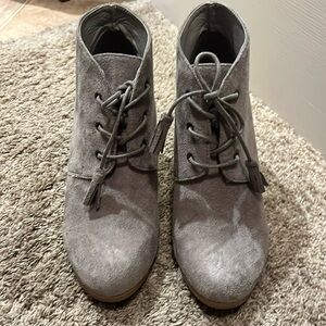 Gray suede ankle boots